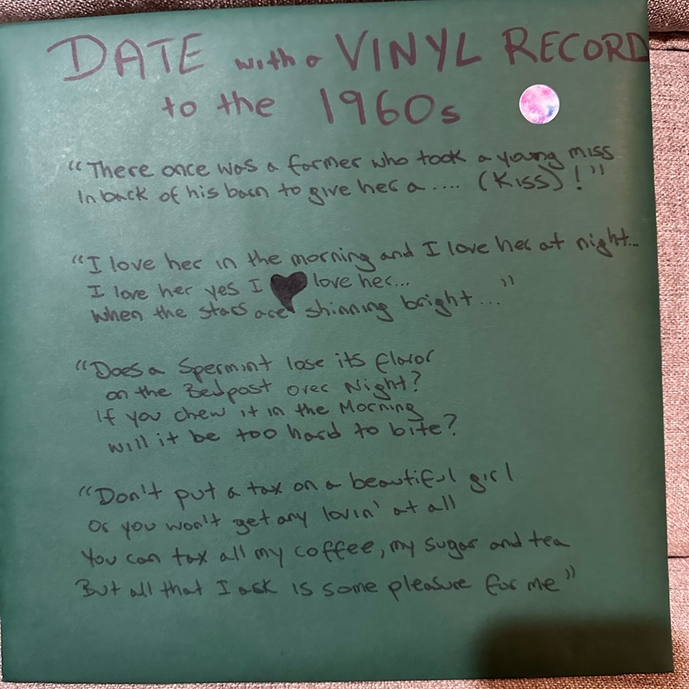 A mysterious vinyl record. Date with a vinyl record to the 1960s